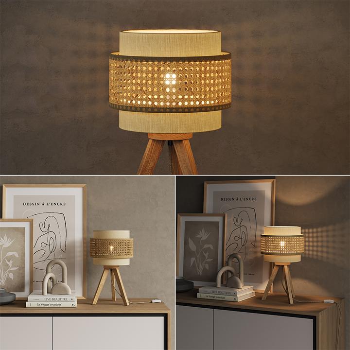 Actual product image Vicco Table lamp Morten, Rattan/cream, 26 x 45 cm with stand (E27)