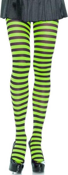 Produktbild Leg Avenue Ringelstrumpfhose schwarz-hellgrün (One Size)