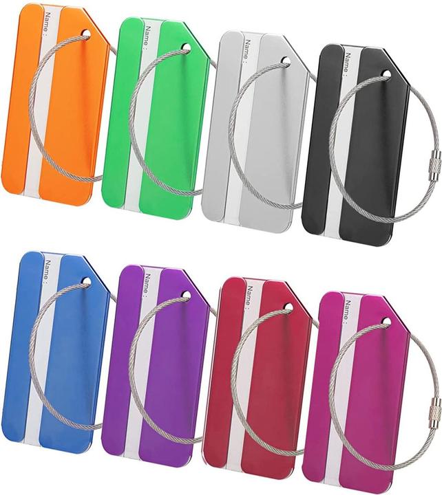 Image du produit Noya Aluminium Kofferanhänger Gepäck-Etiketten Luggage Tag mit Adressschild - Bunt 8er Set (Cadenas + étiquette pour bagage)