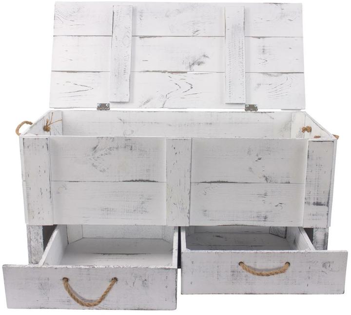 Produktbild Holz Zollhaus Truhe Vintage Shabby Weiss, 85 x 42 cm (42 x 85 x 12 cm, 137.51 l)