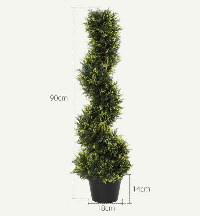 Produktbild Swisshandel24 2er Set künstliche Zedernbaum gross 90 cm Kunstpflanze für Wohnzimmer Büro (90 cm)