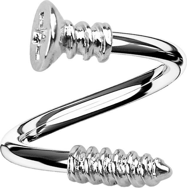 Image du produit Star Piercing Spirale argentée avec vis cruciforme (Acier chirurgical 316L)