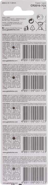 Immagine prodotto GP Batteries Cella al litio (5 pz., CR2016, 90 mAh)