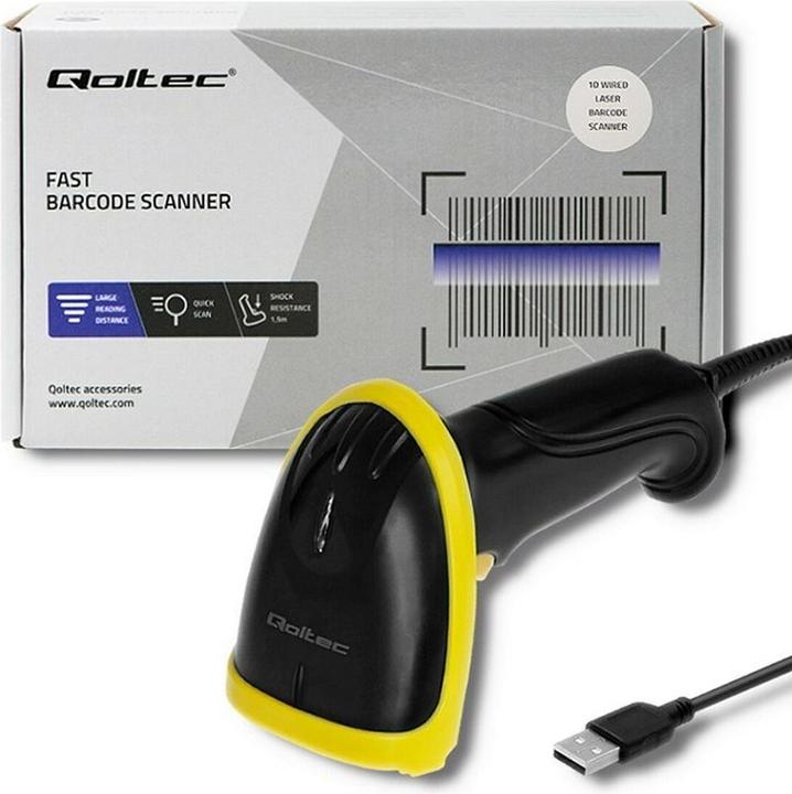 Produktbild Qoltec 50860 Barcodeleser Tragbares Barcodelesegerät 1D Laser (1D-Barcodes)