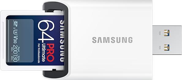 Productafbeelding Samsung PRO Ultimate met USB-kaartlezer (64 GB, SDXC, U3, UHS-I)