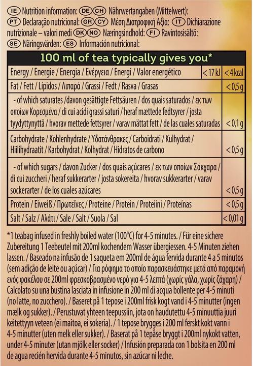 Valeurs nutritives et ingrédients Lipton Sachets de thé Infusion Camomille 20 pièces, Type de thé/infusion