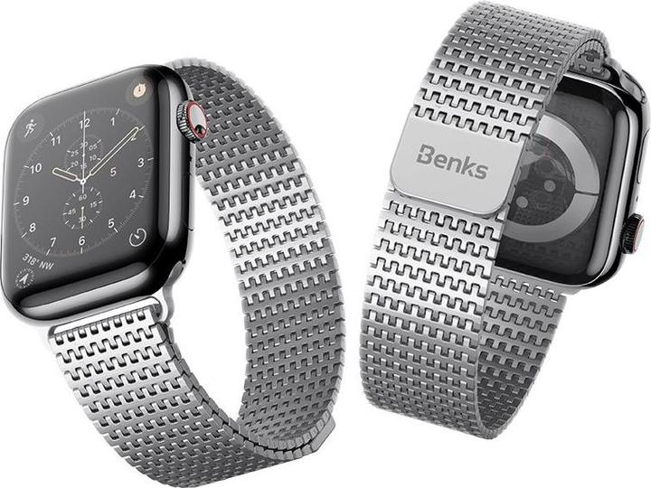 Immagine prodotto Benks Fascia magnetica per Apple Watch in metallo da 38/40/41 mm (41 mm, 38 mm, 40 mm, Acciaio)