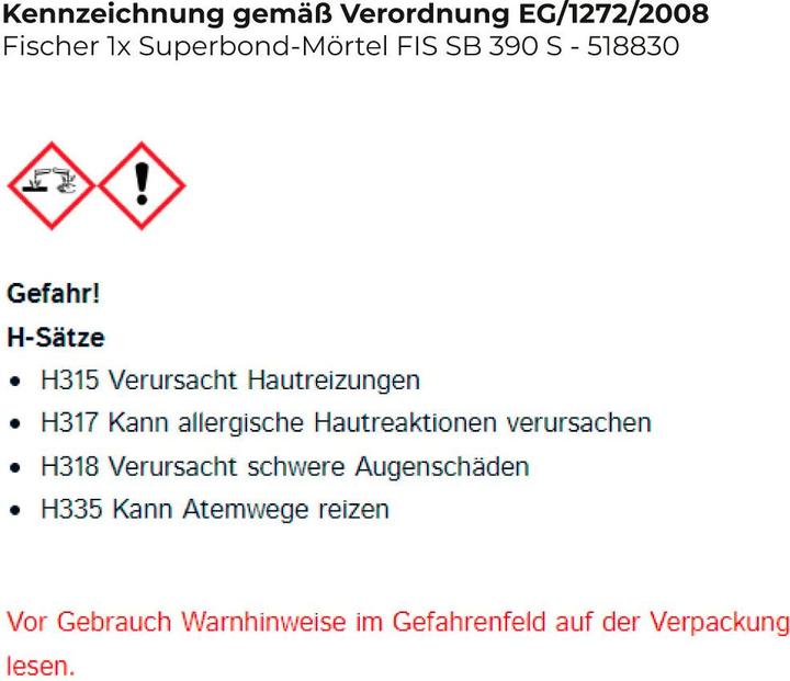 Produktbild Fischer FIS 518830 Superbond-MÃ¶rtel FIS SB 390 S (660 g)