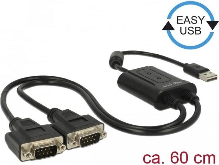 Produktbild Delock Adapter USB-A>2x Seriell DB9 RS-232 (USB 2.0, 60 cm)