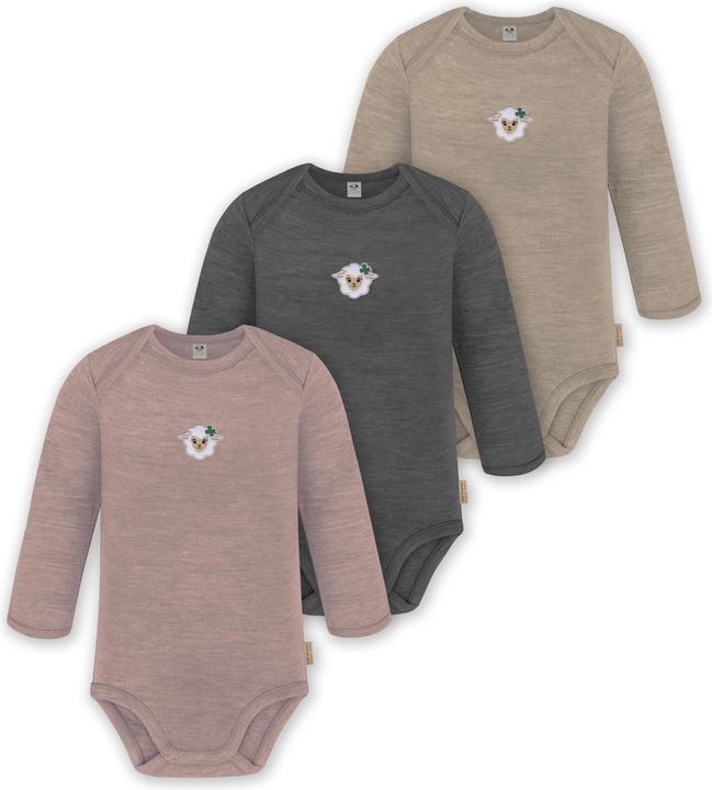 Normani 3er Pack Baby Merino Body Langarm „Auckland" - 9375