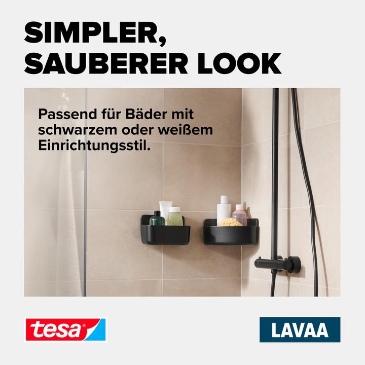 Actual product image tesa LAVAA shower basket, medium incl. adhesive solution without drilling
