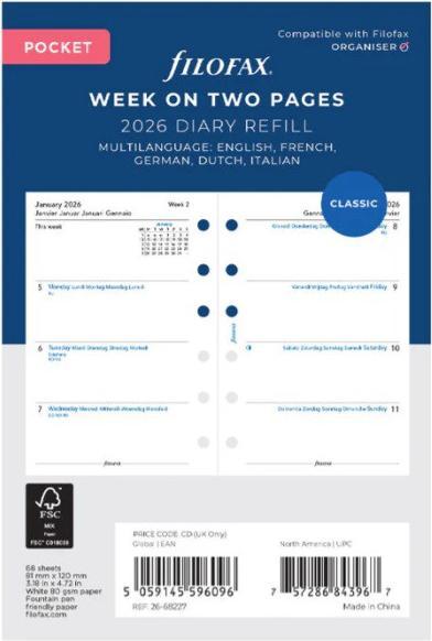 Produktbild Filofax PO-INH.1WO/2SEITEN 4-SPRACHIG