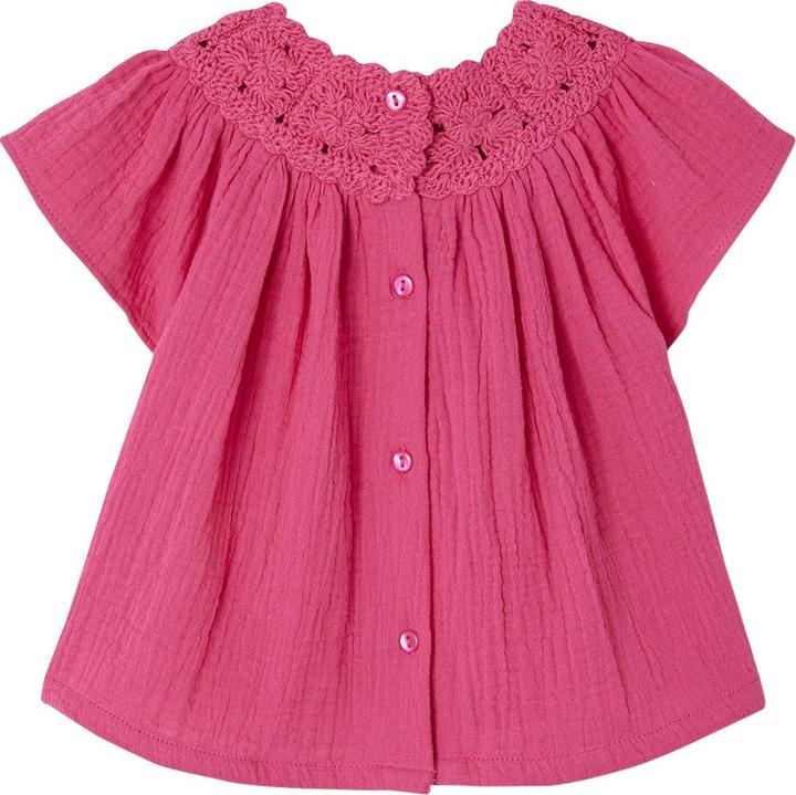 Actual product image Vertbaudet Girls' baby blouse with crochet lace (68)