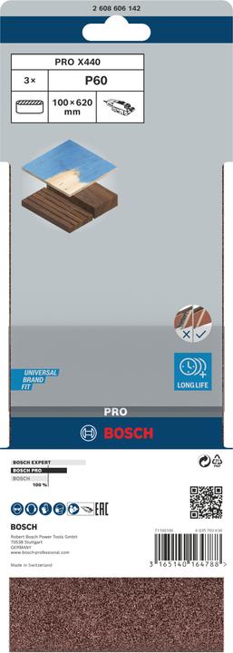 Produktbild Bosch Professional Zubehör PRO X440 Schleifband, 100 x 620 mm, G60 (60)