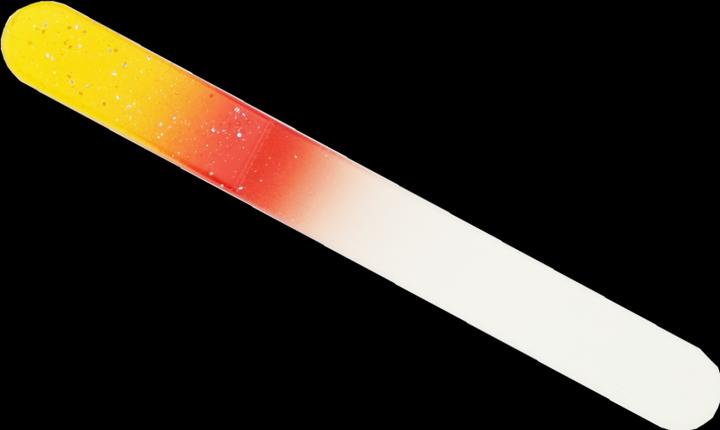 Produktbild Glasfeile - doppelseitig, gelb/rot mit Glitter, beid- seitig rund, Länge: 9 cm