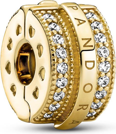Image du produit Pandora Shine Logo Pavé Lines Clip Charm (Plaqué or, Argent massif, Métal)