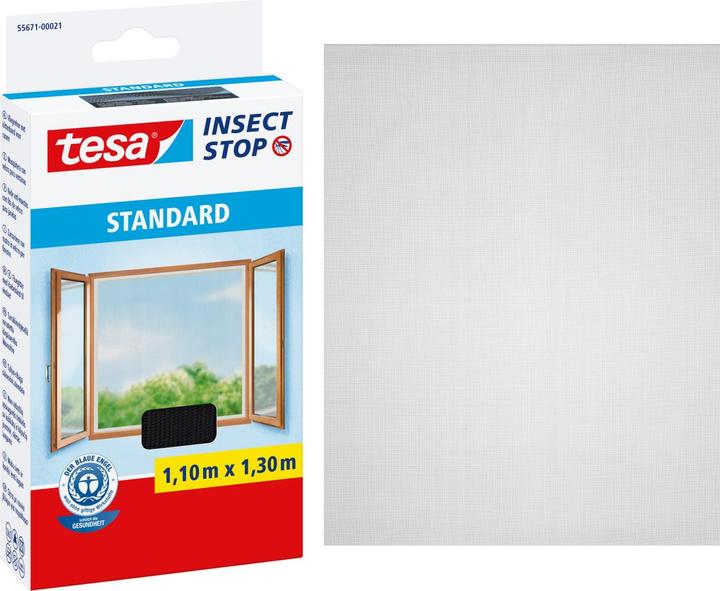 Image du produit tesa Moustiquaire STANDARD pour fenêtre, avec bande Velcro, sans perçage (110 x 130 cm)