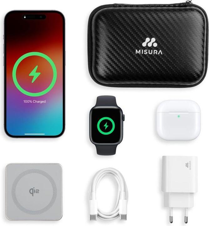 Immagine prodotto Misura MH08 Pro - Caricatore wireless Qi2 pieghevole 3 in 1 - NERO