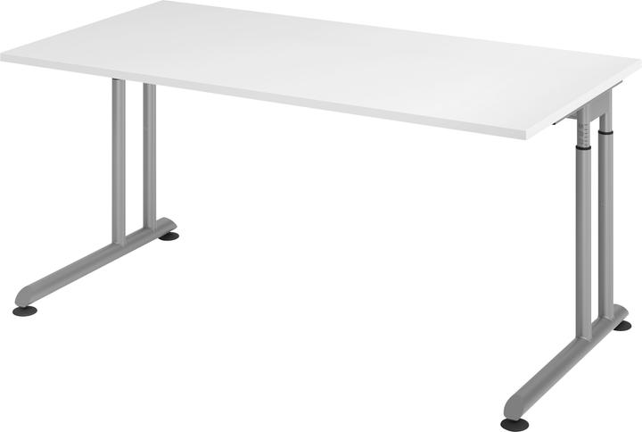 Produktbild Escritorio Schreibtisch C-Fuss 160x80cm Weiss/Silber (160 x 80 cm)
