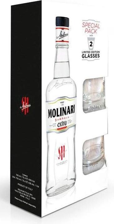 Actual product image Molinari Sambuca Extra Set with 2 glasses