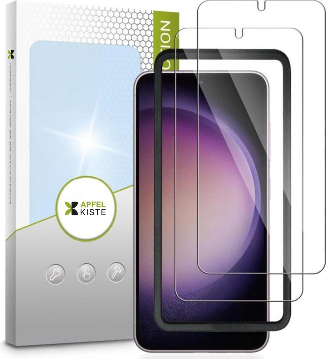 Immagine prodotto Apfelkiste - Panzer Glas Displayschutzfolie mit Montagerahmen (2er Set) (2 Pezzo/i, Samsung Galaxy S23)