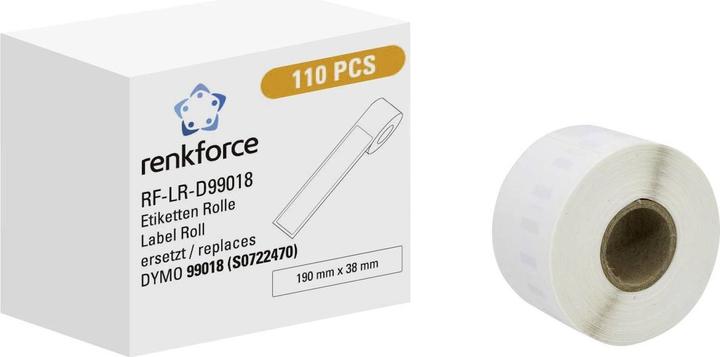 Image du produit Renkforce Rouleau d'étiquettes Compatible remplace DYMO DYMO 99018 190 x 38 mm Papier