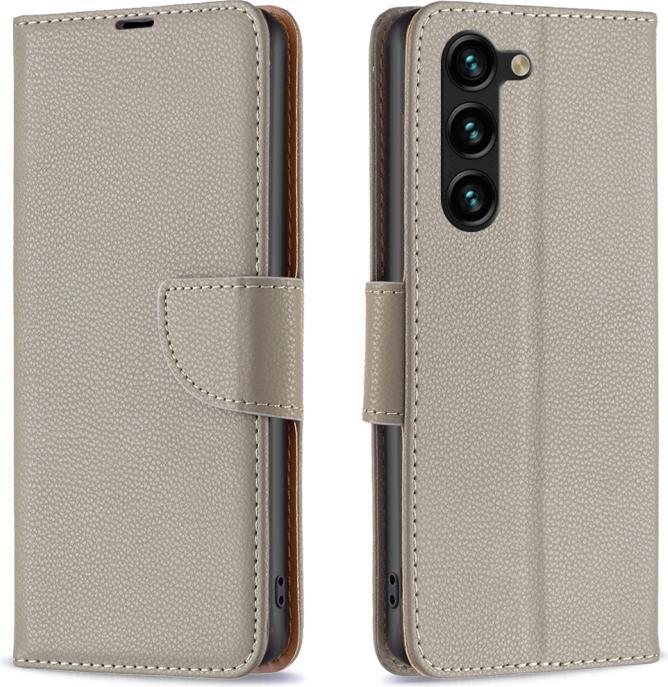 Produktbild AM-Handyzubehör Klapphülle Samsung Galaxy S23 Plus - Leder - Grau (Samsung Galaxy S23+)