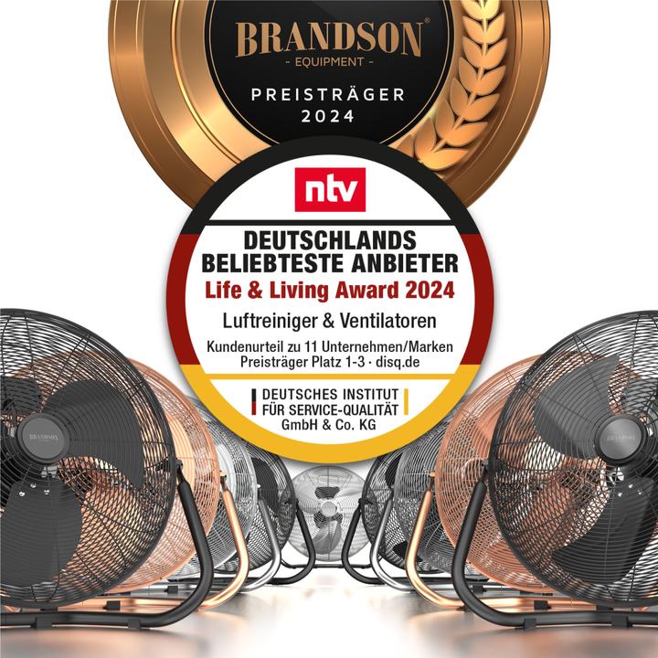 Immagine prodotto Brandson Macchina del vento 53,5 cm Ø, ventilatore retrò da pavimento 200W inclinabile, maniglia per il (67 dB)