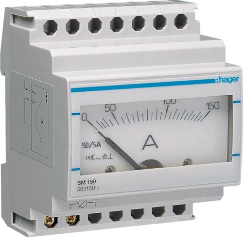 Produktbild Hager HAG SM150 Amperemeter analog 0-150A AC Wandlermessung 4PLE