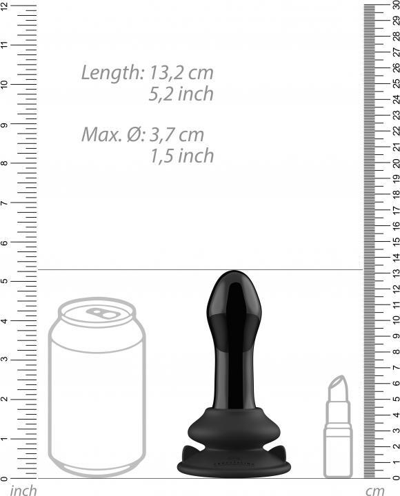 Actual product image Shots Pluggy - Glass Vibrator - With Suction Cup and Remote - Rechargeable - 10 Speed