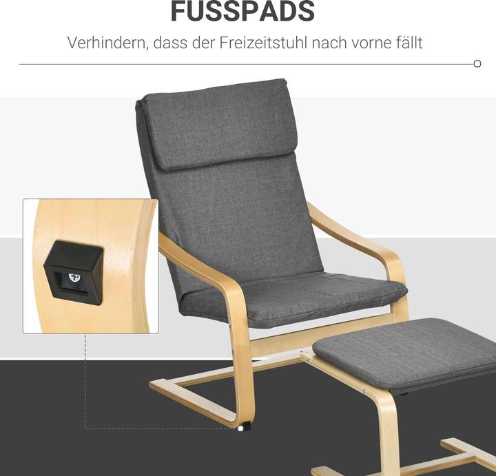 Image du produit Homcom Fauteuil de relaxation avec pouf avec repose-pieds, repose-tête et accoudoirs
