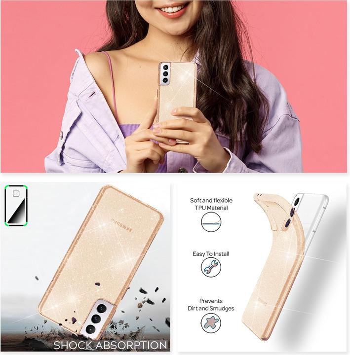 Produktbild Nalia Klare Glitzer Silikon Handyhülle (Samsung Galaxy S22+)