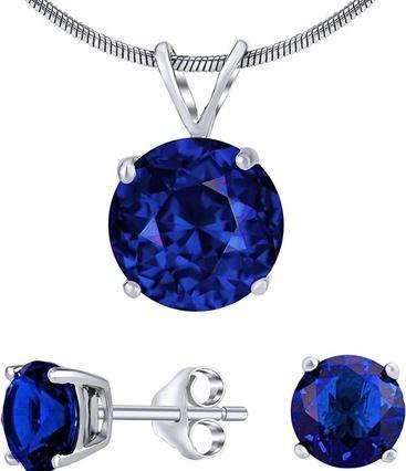Immagine prodotto Silvego - Jjjs8tm1 - Set di gioielli in argento 925 da donna con blu scuro (Argento 925)