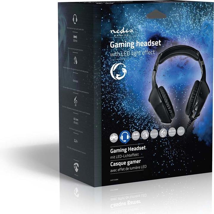Produktbild Nedis Gaming Headset | Über Ohr | Stereo | USB Type-A / 2x 3.5 mm | Klappbarer Mikrofon | 2.20 m | L (Kabelgebunden)
