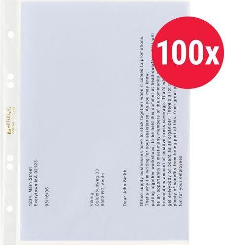 Actual product image Rexel HETZEL Economic brochure cover, A5, PP, grained, 0.05 mm open at the top, perforation: 80-45-65-45 (A5, 100 x)