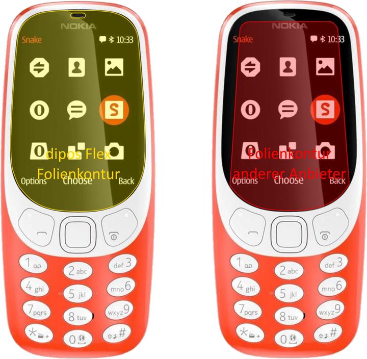 Actual product image Dipos Screen Protector Full-Cover 3D (3 Piece, Nokia 3310 3G, 3310 2G)