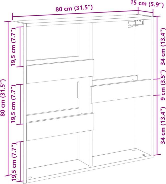 Produktbild VidaXL Wandschrank (80 x 15 x 80 cm)
