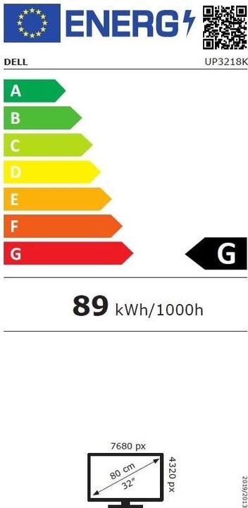 Energielabel Dell UltraSharp UP3218K (7680 x 4320 pixels, 31.50")