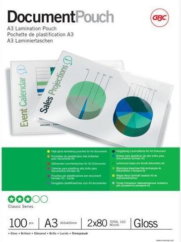 Immagine prodotto GBC Pellicole di laminazione di qualità superiore (A3, 100 Pezzo/i, 80 µm)