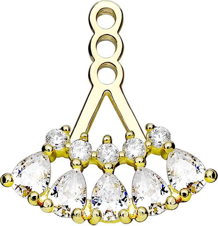 Actual product image Star Piercing Earring Ear Jacket gold-plated with five drop crystals (Brass)