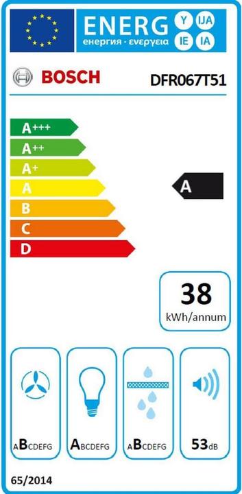 Etichetta energetica Bosch Hausgeräte DFR067T51 (Cappuccio a schermo piatto)