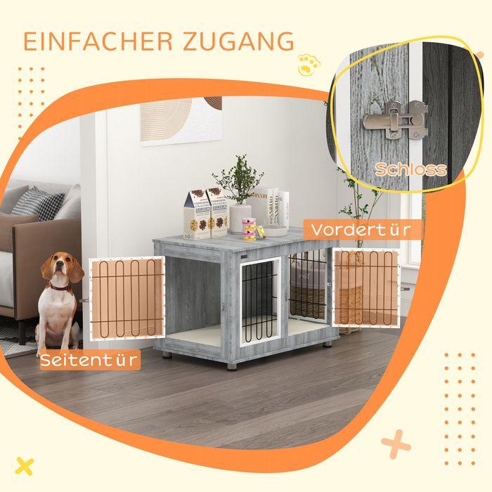 Produktbild Swisshandel24 Hundekäfig, Hundehütte, Haustierkäfig mit Kissen, 2 Verriegelungen für Mittelegrosse Hunde, Hundebox (Hundehütte)