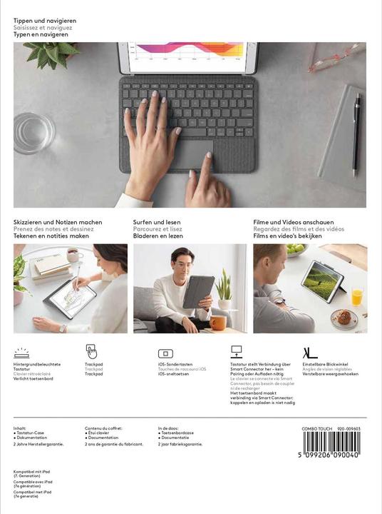 Produktbild Logitech Combo Touch (DE, iPad 2019 (7. Gen), iPad 2020 (8. Gen), iPad 2021 (9. Gen))