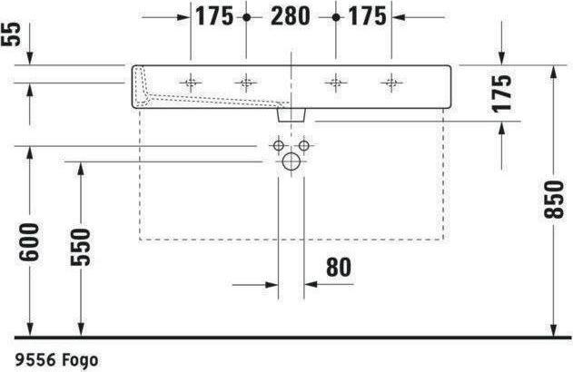 Produktbild Duravit Waschtisch VERO m ÜL HLB 1000x470mm 2 Hahnlöcher weiss (470 mm, 1000 mm)