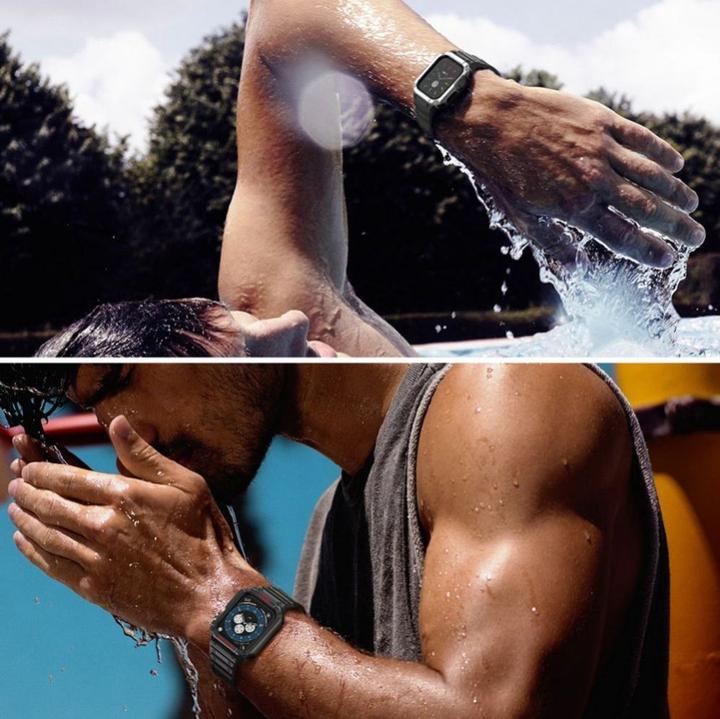 Actual product image Hurtel Protect Strap Band Case Wristband for Apple Watch 7 / 6 / 5 / 4 / 3 / 2 / SE (45 / 44 / 42mm) Case A (Plastic, TPU)