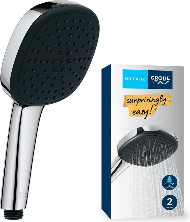 Actual product image Grohe Vitalio Comfort 110 QuickFix hand shower, intelligent spray diverter, water-saving, 2 spray types (2 Beam types, 7 l/min)