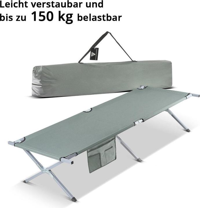 Image du produit Stahlwerk Chaise longue de camping 150 kg 190x63 cm Lit de camp Lit pliant de camping