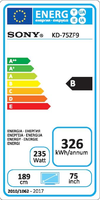 Energy Label Sony KD-75ZF9 (75", ZF9B, LCD, 4K, 2018)