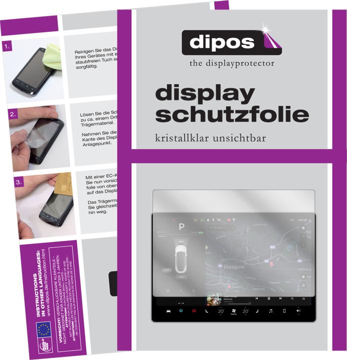 Actual product image Dipos Screen Protector Crystalclear (2 Piece, Tesla Model 3 Display)