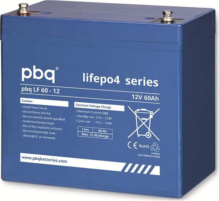 Immagine prodotto PBQ Batteria LiFePO4, LF60-12 12.8V/62000mAh (12.80 V, 62 Ah)